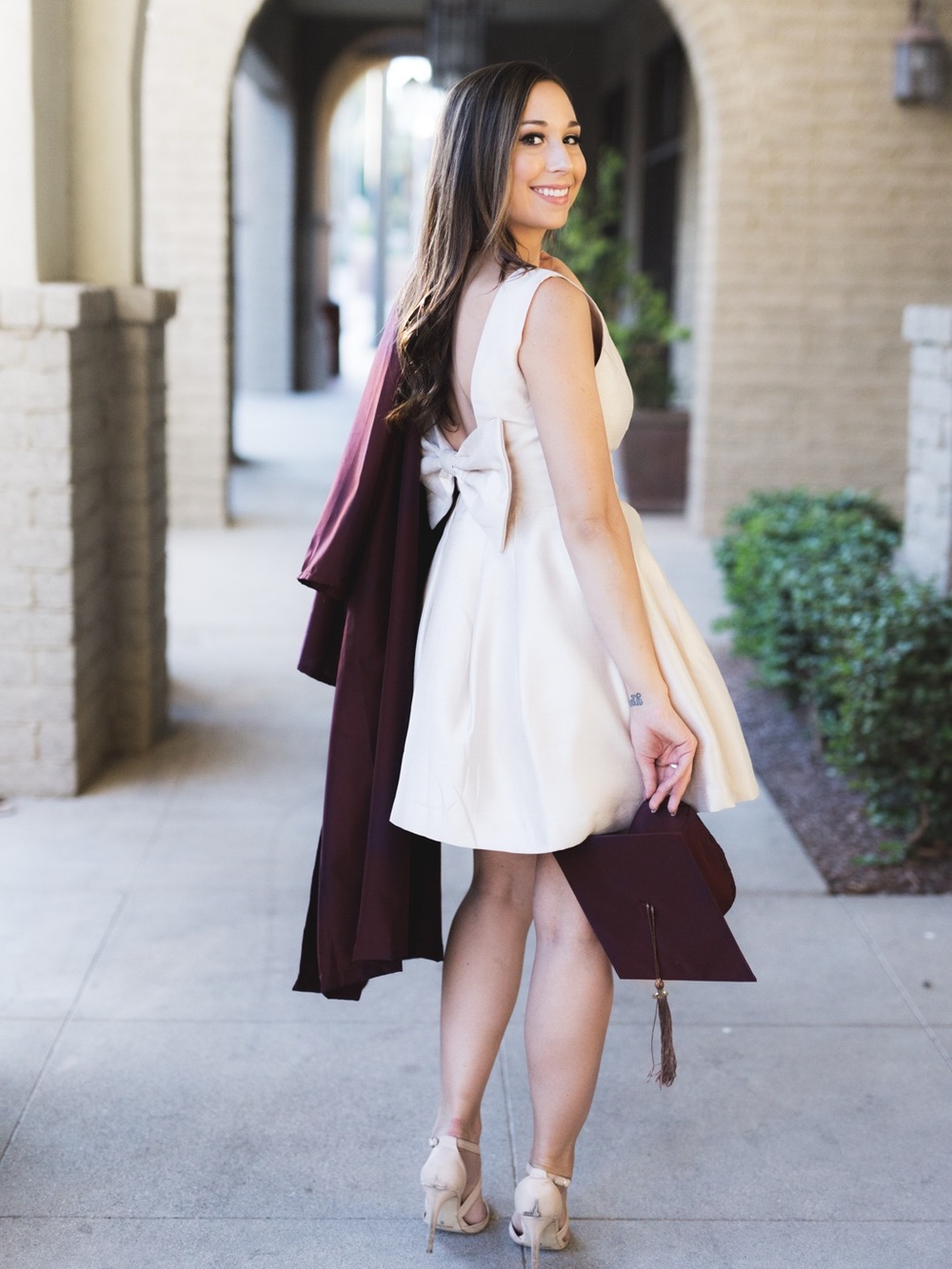 Lulu's Sleeveless Cream Pleated Fit-and-Flare Dress with Large Bow